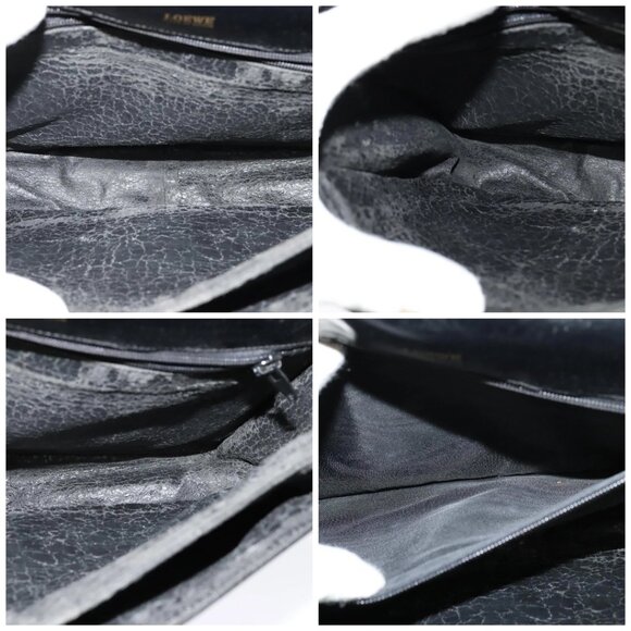 LOEWE Anagram Shoulder Bag Leather Black Gold Auth bs27097 - Picture 15 of 16